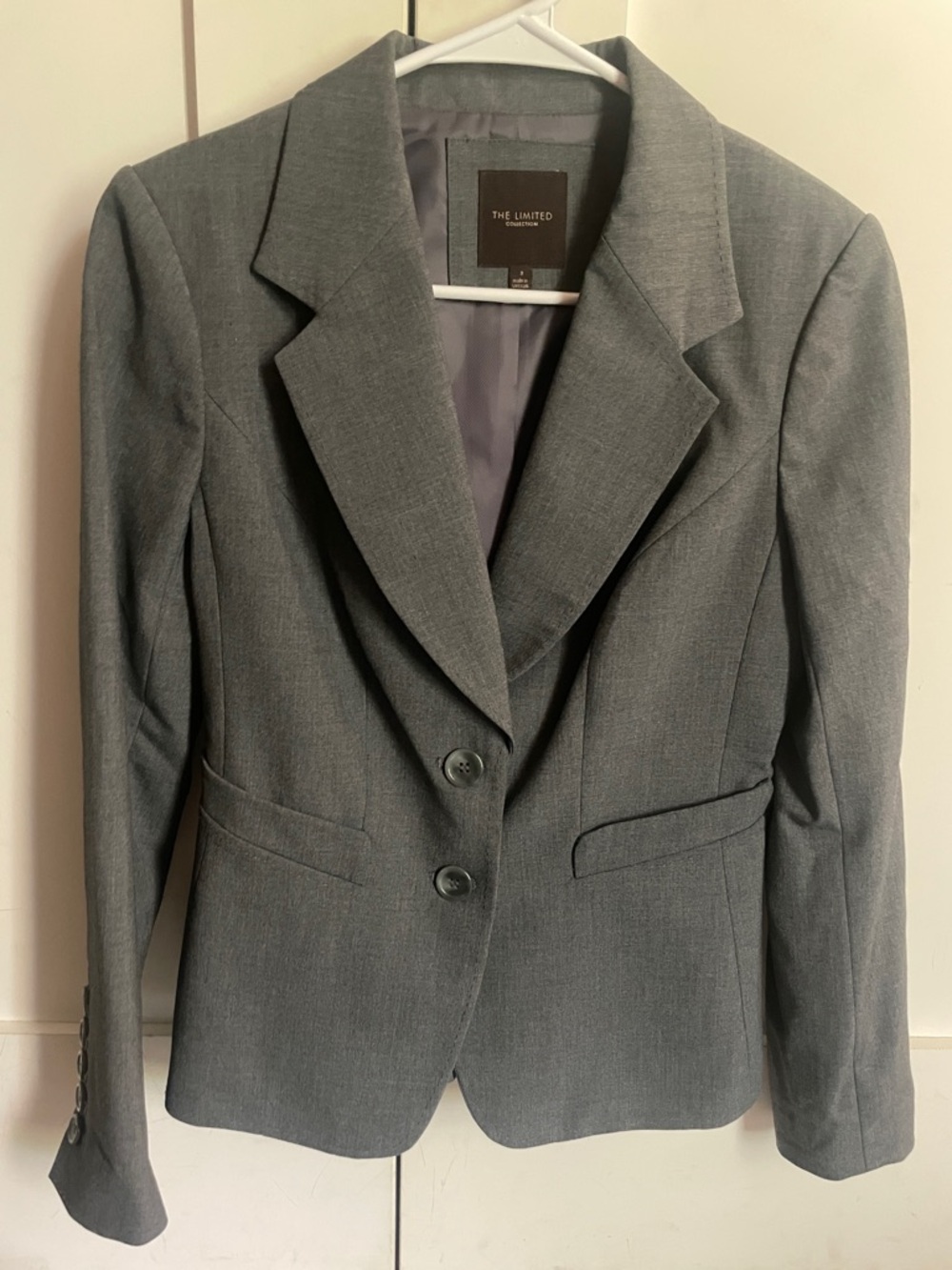 The Limited Charcoal Gray Structured Two-Button Blazer